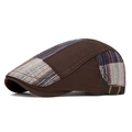Berretto newsboy patchwork retrò marrone con dettagli scozzesi e fibbia - Regolabile / caffè