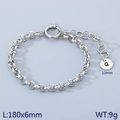 Silver stainless steel chain bracelet featuring a round charm with letter G engraving - Silver - Letter G (KB186396-Z)