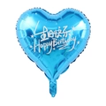 Ballon en aluminium bleu en forme de cœur de 18 pouces avec imprimé Happy Birthday - Ballon en Cœur - Anniversaire Bilingue Bleu