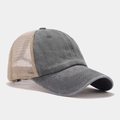 Vintage washed denim trucker hat with breathable mesh back in charcoal grey finish - Adjustable / Gray