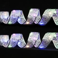 LED Christmas ribbon lights with star and moon print on white mesh fabric - Silver Moon And Five-pointed Star Colored Lights (5cm) / 1m
