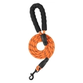 Reflective orange dog leash with padded foam handle and durable black metal carabiner - Reflective 1.5M Rope Orange / S (3-6kg)