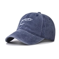 Berretto da baseball vintage in cotone lavato blu navy con logo bianco ricamato su bianco - Regolabile / Blu navy