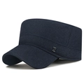 Cappello militare invernale da uomo blu scuro con paraorecchie e logo Z in metallo - Regolabile / Blu navy