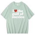 T-shirt en coton vert menthe avec inscription blanche I Heart The Gulf Of Mexico - Vert Haricot