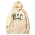 Sweat à capuche abricot avec imprimé DAD EST 2024 et broderie cœur sur la manche - S / Hauts / Kaki (312)