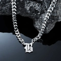 Silver stainless steel Cuban link necklace featuring a polished letter B pendant - Silver Letter B