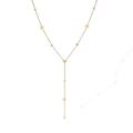 Detailed view of a gold-plated Y-shaped stainless steel chain with heart charms - Gold Heart Style