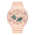 Montre de sport octogonale rose pêche avec affichage analogique numérique et étanchéité 5BAR - Rose Sakura