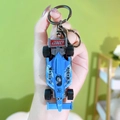 Blue miniature alloy pull-back racing car model keychain toy for children's backpack pendant - Alloy Racing Car - Blue