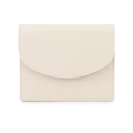 Tarjetero minimalista de cuero blanco crema con solapa curva y costuras blancas - Blanco Roto