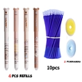 Cartoon panda erasable gel pen set with 10 blue refills and 2 round erasers - Capybara Style Pens And Refills And Erasers / Black Ink