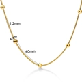 Goldene Edelstahl Schlangenkette mit 1,2mm Breite und 4mm runden Perlen als Halskette - 1.2mm*50cm / Gold