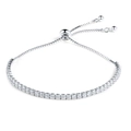 Pulsera tenis ajustable de plata de ley S925 con circonitas y cadena de caja - Circonita de 2mm / Plateado