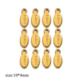 Golden 10x4mm stainless steel oval tags for jewelry making in a 12-piece set - Long Figure 8 Engraved S.steel / Gold