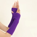 Neon purple ribbed knit fingerless sleeves with warm high-street style for winter - Purple