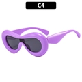 Y2K punk style chunky purple sunglasses with dark lenses and 3D bubbly frame - Purple Frame Grey Lens