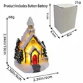 Lighted Christmas resin village house with snow detail and warm glow for holiday decor - Medium Resin House Style D (DD2-26)