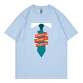 Light blue Father's Day T-shirt with Happy Father's Day tie print in a loose fit - XS / Style 318 / Light Blue