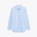 Fashion casual light blue long sleeve button down shirt with pleats for women - XS / Light Blue