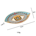 Ceramic evil eye jewelry tray with geometric patterns measuring 15cm x 9cm x 1.8cm - Style K