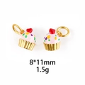 Detailed view of pink ice cream cake pendant charms, size 8x11mm and weight 1.5g - No.4 Pink Cupcake