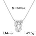 Intertwined triple ring pendant necklace in silver finish with sleek snake chain - Triple Ring Style B Silver (KN236538-HR)