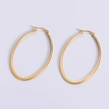 Orecchini a cerchio ovali in acciaio inossidabile dorato con superficie lucida - Oro 41*56mm