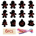 Set fai da te grattini di Natale con 12 ornamenti, 6 pennini in legno e nastri colorati - Omino di Pan di Zenzero