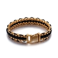 Bracelet pour hommes en acier titane et nylon noir avec maillons de chaîne dorés et fermoir - Or (KB76206-BD)