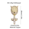 Religious golden copper pendant with St. Benedict medal, cross and white zircon inlay - Saint Benedict Medal Cross Pendant