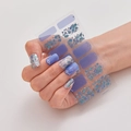 Purple-blue laser gold nail stickers with glitter geometric patterns on nails - Purple Blue Geometric Glitter Style (DQ3-074)