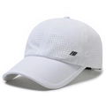 White quick-dry breathable baseball cap with laser-cut ventilation holes and side logo - Adjustable / White