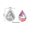 Christmas reindeer teardrop silicone mold with measurements for DIY resin craft pendants - Elk Pendant