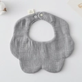Gray floral shaped gauze cotton baby bib with snap button and 100% cotton label - Gauze Flower Scarf - Dark Gray