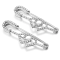 Silver double heart crystal safety pin brooch with sparkling rhinestone paving finish - 10# Silver Double Heart 5.5*1.3cm