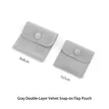 Grey velvet snap button pouch for jewelry storage in 7x7cm and 8x8cm sizes - Double Layer Velvet / 8x8cm / Gray