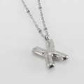 Silver 3D bubble letter X pendant necklace in polished 18K stainless steel finish - Letter X / Steel