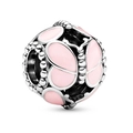 Rosa Emaillierter Schmetterlings-Charm-Anhänger in Silber für DIY-Armbänder - Silber Rosa Emaille Schmetterling Perle (042)