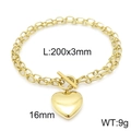 Goldenes Herz-Charm-Armband aus Edelstahl mit OT-Verschluss und 200x3mm Kettengliedern - O-Kette Goldenes Armband