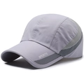 Light gray breathable quick-dry sports baseball cap with mesh panels and side lettering - Adjustable / Light Gray