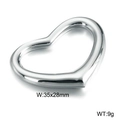 Colgante de corazón hueco pulido en acabado dorado, dije de acero inoxidable de 35x28mm - 35x28mm / Color Acero (KLJ2664-Z)
