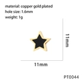 Detalles de cuenta de estrella negra de 11mm en cobre chapado en oro con agujero - Negro