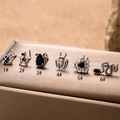 Set de seis piercings de nariz vintage con diseños de corazón, telaraña y murciélago - Diseño en Forma de Araña (4#) / Plateado