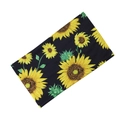 Elastic wide headband in black featuring vibrant yellow sunflower and green leaf prints - 14# Sunflower Green Leaf