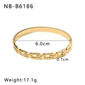 Polished 18K gold stainless steel bangle featuring chain link design and 6.0cm inner diameter - Modern Simple Chain Link Style (NB-B6186)