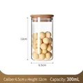 300mL glass storage jar with bamboo lid, 6.5cm diameter and 12cm height dimensions - 300ml / Replacement Bamboo Lid / 6.5cm*12cm