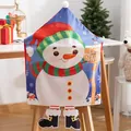 Christmas chair cover featuring a cute snowman design with Let it Snow text 50x60cm - Blue Snowman-Let SNOW