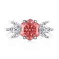 Exquisite S925 sterling silver ring with hexagonal pink gemstone and marquise side diamonds - US 5 / Pink Zirconia Style (DY120709-S-W-BF)