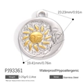 Ciondolo sole e luna bicolore in acciaio inossidabile, impermeabile e anallergico per collane - Ciondolo Sole e Luna Bicolore Oro e Argento (PJ93361)